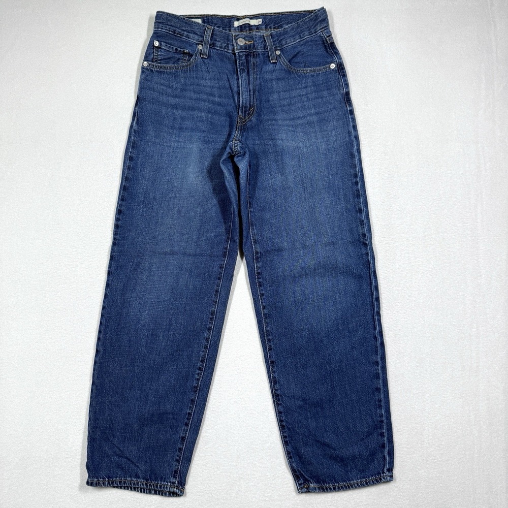 Levis Jeans Womens 26‎ Baggy Dad Wide Leg BIG E Premium Denim Relaxed Fit Blue